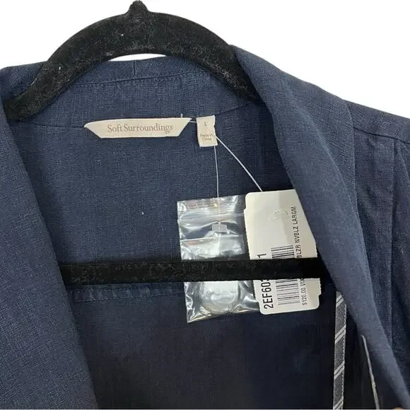 Soft Surroundings Tencel Linen Blend Navy Blue Blazer Jacket Size Large NWT - Picture 6 of 16